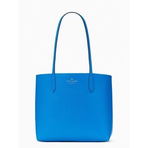 Kate Spade Ava Reversible Aquamarine Leather Tote Pouch Blue K6052 NWT $359 FS